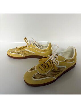 Time And Tru Yellow Mesh Sneakers Womens Size 10 Lace Up Memory Foam Shoes NEW